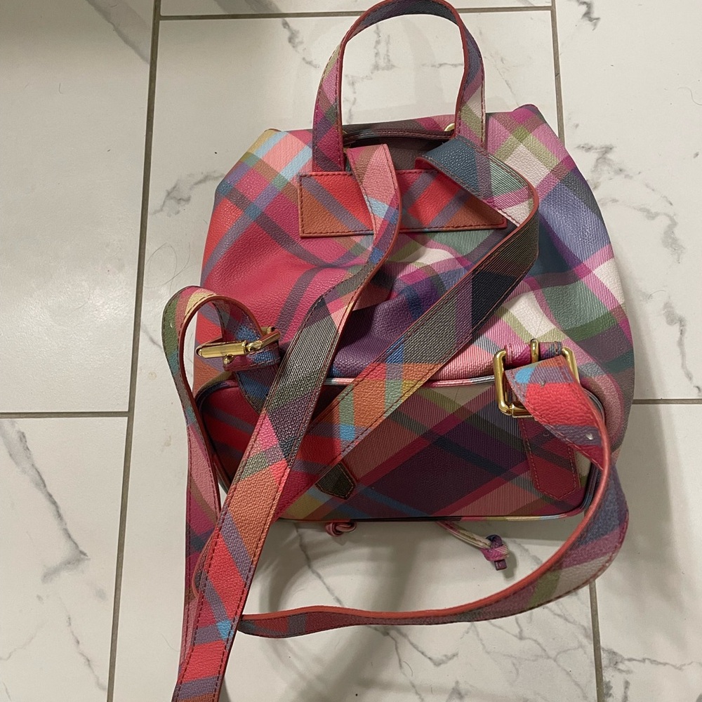 Vivienne Westwood Multi-Color Plaid Drawstring Backpack - Picture 7 of 7